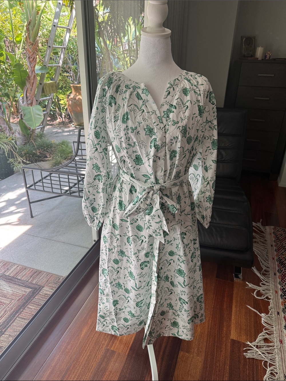 Lake Women’s Green Floral Wrap Dress Robe - Lightweight Cotton Blend